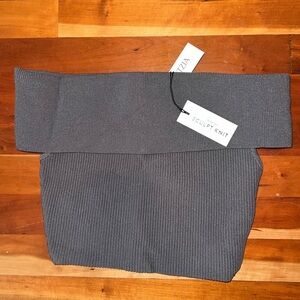 NWT Aritzia Sculpt Knit Off-Shoulder Top Gray